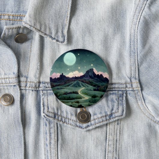 Moon Landscape Fantasy Ronde Button 7,6 Cm (In situ)