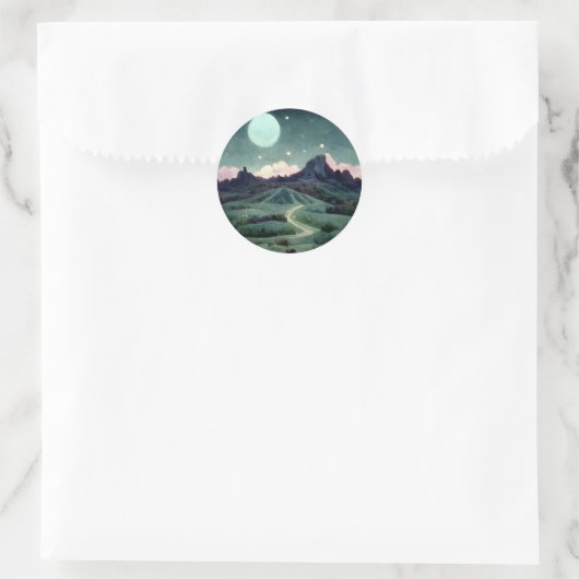 Moon Landscape Fantasy Ronde Sticker (Tas)