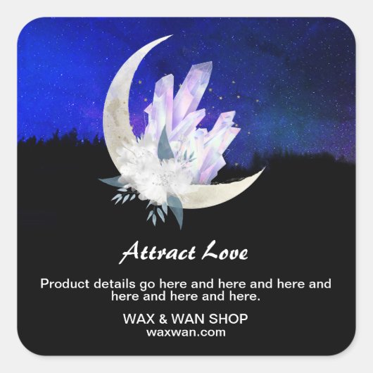 *~* Moon Landscape Floral AP24 Inttions Crystals Vierkante Sticker (Voorkant)