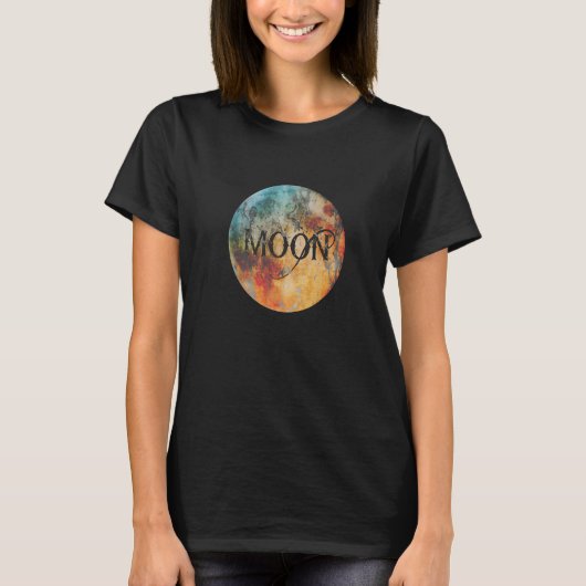 Moon Lettering Moon Mystical Full Moon Space Astro T-shirt (Voorkant)