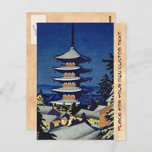 Moon Light in Yasaka Pagoda Asano Takeji Briefkaart (Voorkant / Achterkant)