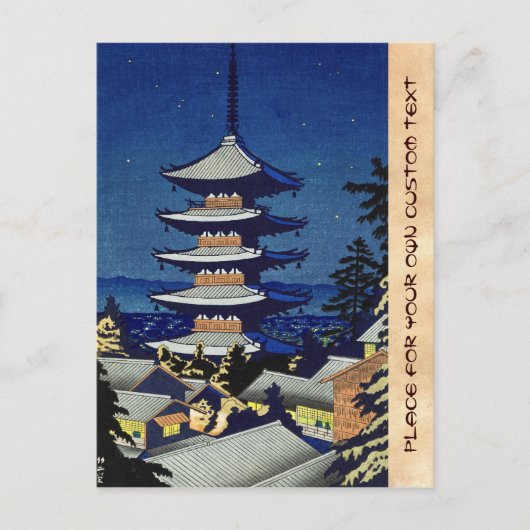 Moon Light in Yasaka Pagoda Asano Takeji Briefkaart (Voorkant)