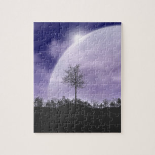 Moon Light Stars Sky Trees grillig personaliseren Legpuzzel