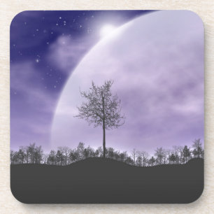 Moon Light Stars Sky Trees grillig personaliseren Onderzetter