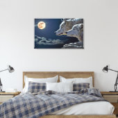 Moon light wolf koppel. Motivatie wandkunst Canvas Afdruk (Insitu (Slaapkamer))