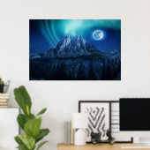 Moon Lit Mountain Night Poster (Thuiskantoor)