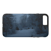 Moon Lite Snowy Road in Bossen - Scary Night Case-Mate iPhone Case (Achterkant (Horizontaal))