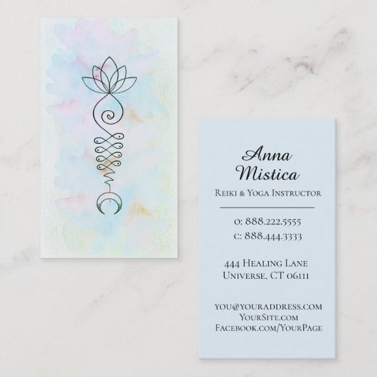 *~* Moon Lotus Energy Healer Yoga Reiki Visitekaartje (Voorkant / Achterkant)