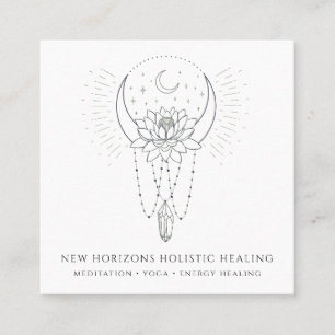 Moon Lotus Flower Crystal Energy Healing Business Vierkante Visitekaartje