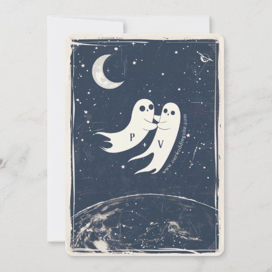 Moon Love Huwelijksuitnodiging Kaart (Achterkant)