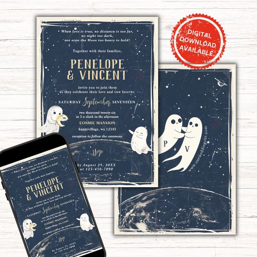 Moon Love Huwelijksuitnodiging Kaart