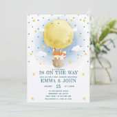 Moon luchtballon Baby shower Kaart (Staand voorkant)