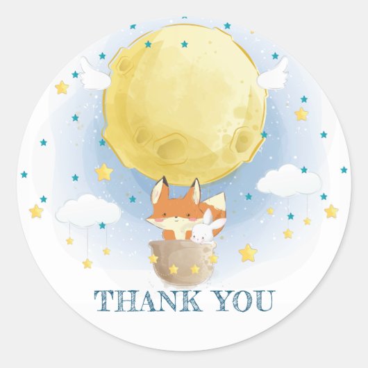 Moon Luchtballon Dank u Ronde Sticker (Voorkant)