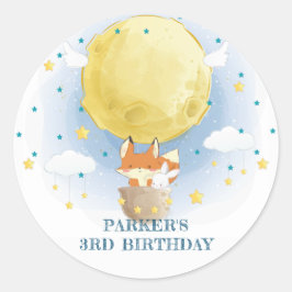 Moon Luchtballon Gepersonaliseerde Verjaardag Ronde Sticker