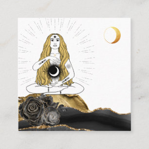 *~* Moon Luna Roos Goddess Black Gold Yoga  Vierkante Visitekaartje