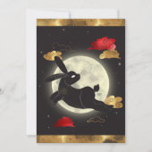 Moon Lunar Year of the Rabbit Black Red Gold Feestdagenkaart (Voorkant)