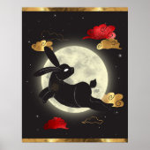 Moon Lunar Year of the Rabbit Black Red Gold Poster (Voorkant)