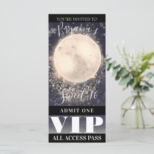 Moon Magic Celestial Sky Birthday Party VIP Ticket (Staand voorkant)