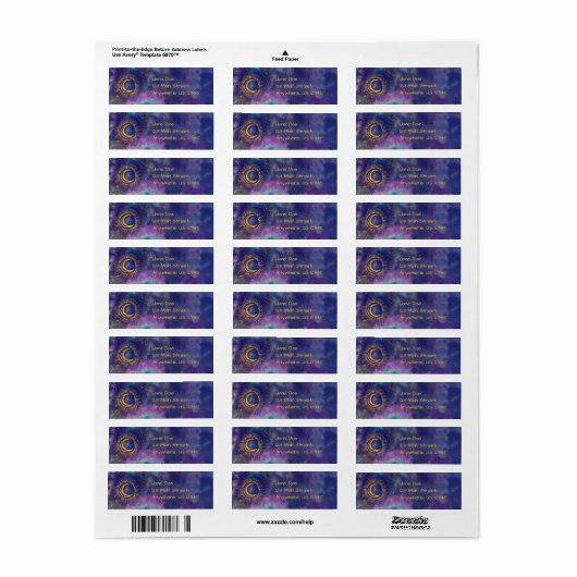"Moon" mailing Adresetiketten (Gold-etc) Etiket (Full Sheet)