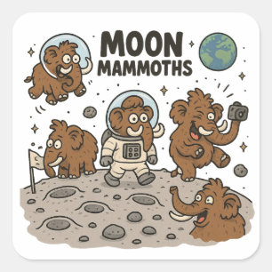 MOON MAMMOTHS grappig Vierkante Sticker
