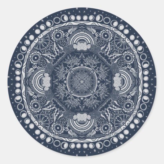 Moon Mandala MoonChild Yoga Ronde Sticker (Voorkant)