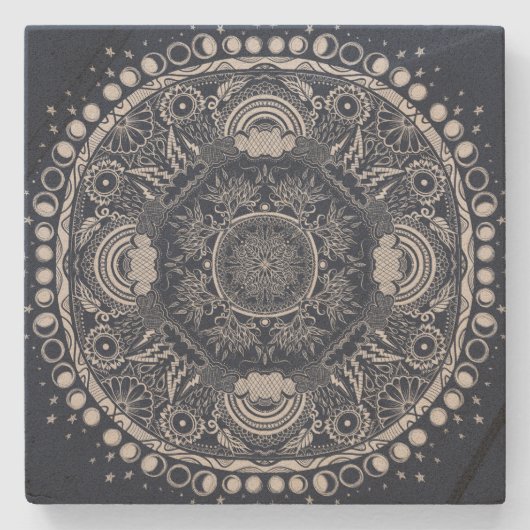 Moon Mandala MoonChild Yoga Stenen Onderzetter (Voorkant)