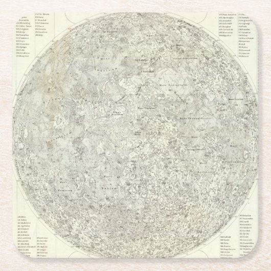 Moon Map Kartonnen Onderzetters (Voorkant)