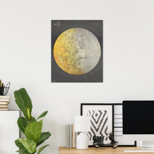  Moon Map Poster (Thuiskantoor)