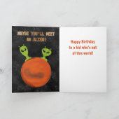 Moon, Mars & Aliens Kid Birthday Kaart (Binnen)