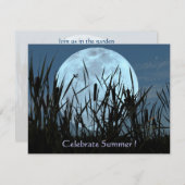 Moon, Marsh en Dragonfly Summer Party Invitation Kaart (Voorkant / Achterkant)