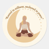 Moon Meditation – Celestial Wellness Ronde Sticker (Voorkant)