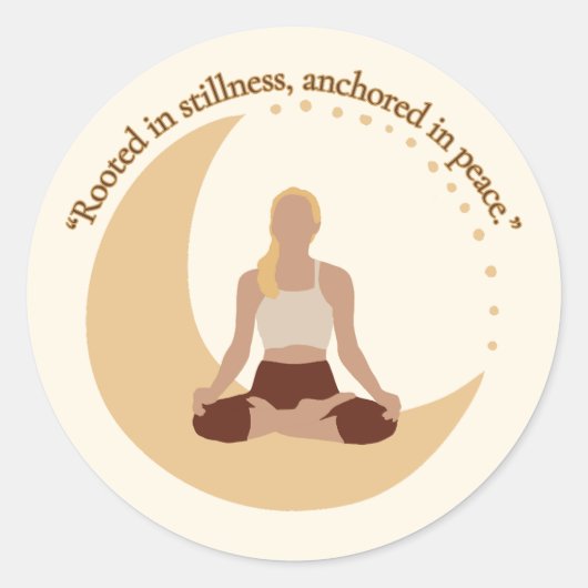 Moon Meditation – Celestial Wellness  Ronde Sticker (Voorkant)