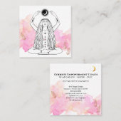 *~* Moon Meditation Luna Goddess Black Gold Vierkante Visitekaartje (Voorkant / Achterkant)