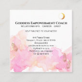 *~* Moon Meditation Luna Goddess Black Gold Vierkante Visitekaartje (Achterkant)