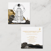*~* Moon Meditation Luna Roos Goddess Black Gold  Vierkante Visitekaartje (Voorkant / Achterkant)