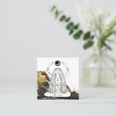 *~* Moon Meditation Luna Roos Goddess Black Gold  Vierkante Visitekaartje (Staand voorkant)
