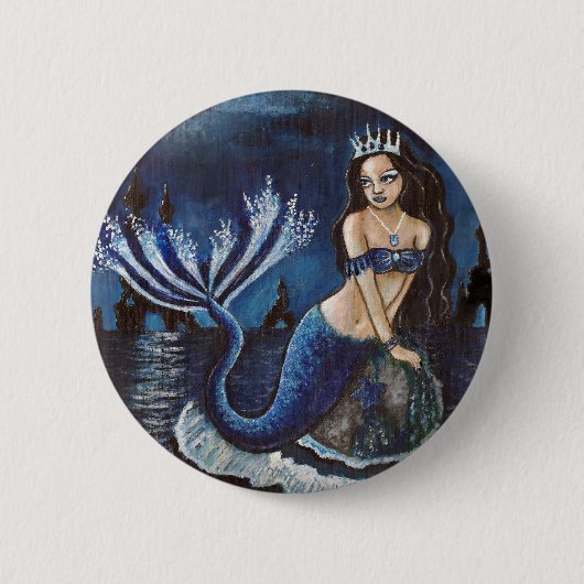 Moon mermaid ronde button 5,7 cm (Voorkant)