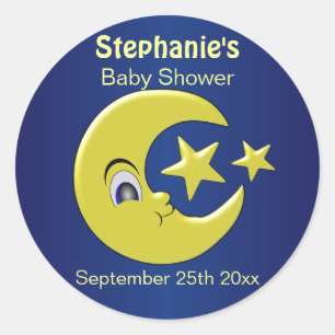 Moon met Baby shower van sterren Ronde Sticker