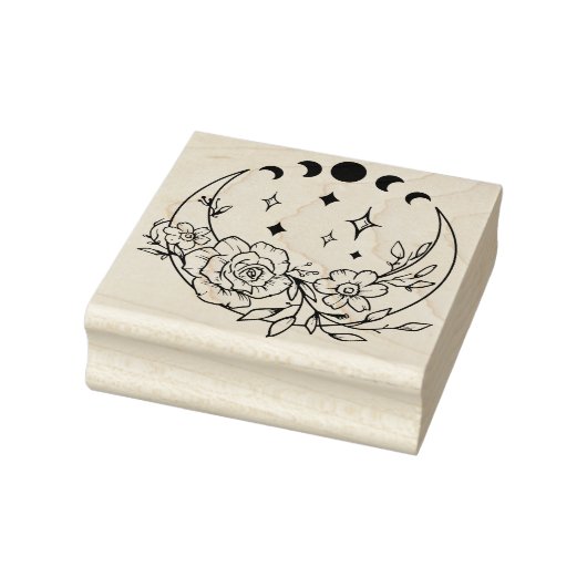 Moon met drijvende halve maan met bewegingsfasen rubberstempel (Stempel)