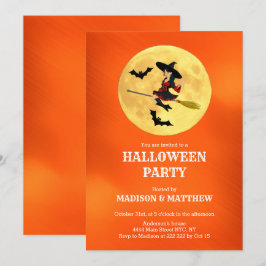 Moon met heks en katten kaart