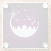 Moon met Mosque Silhouette - Glass Onderzetter (Achterkant)