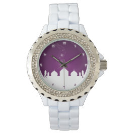 Moon met Mosque Silhouette Horloge
