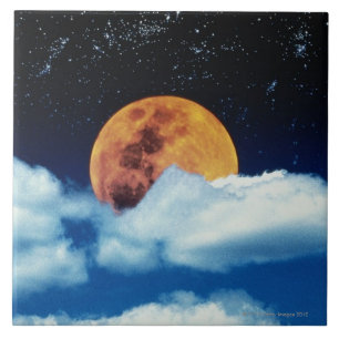 Moon met sterren tegeltje