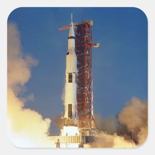 Moon Mission Spacecraft Ground Uitzicht Vierkante Sticker (Voorkant)