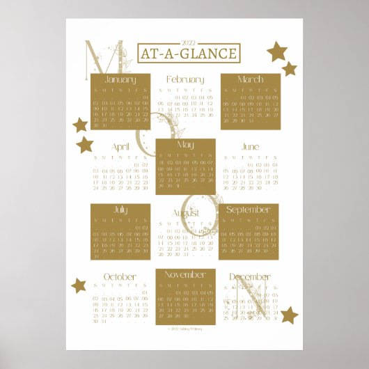 Moon Monogram 2022 Poster voor wandkalender (Voorkant)
