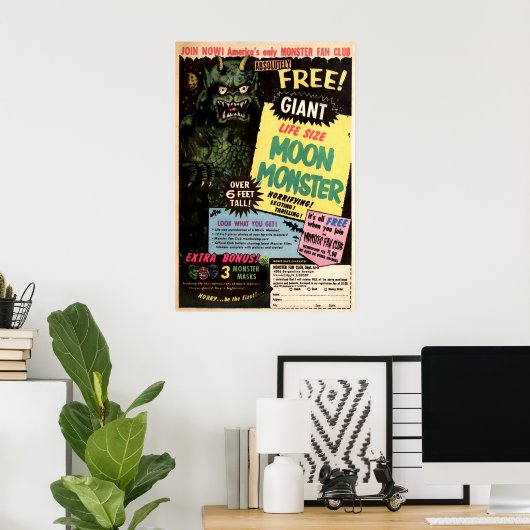 Moon Monster Advertisement Art Poster (Thuiskantoor)