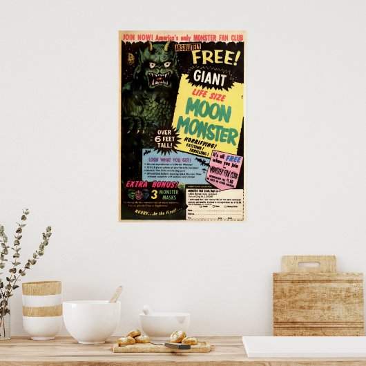 Moon Monster Advertisement Art Poster (Keuken)