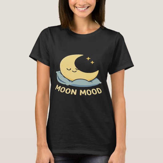 Moon Mood - Schattige slaapmaanontwerp T-shirt (Voorkant)