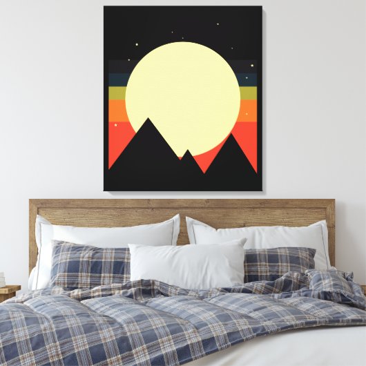 Moon Mountain Abstract Design Canvas Afdruk (Insitu (Slaapkamer))
