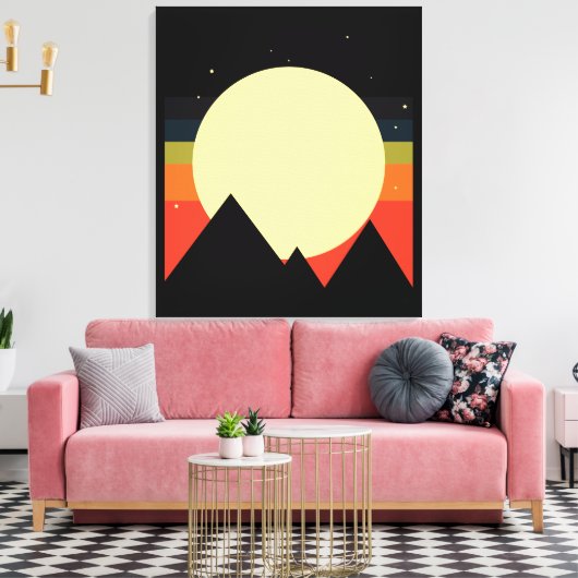 Moon Mountain Abstract Design Canvas Afdruk (Insitu (Woonkamer))